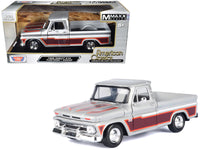 1966 Chevrolet C10 Fleetside Pickup Truck Silver Metallic with Brown Sides "American Classics" Series 1/24 Diecast Model Car by Motormax image 2