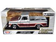 1966 Chevrolet C10 Fleetside Pickup Truck Silver Metallic with Brown Sides "American Classics" Series 1/24 Diecast Model Car by Motormax image 3