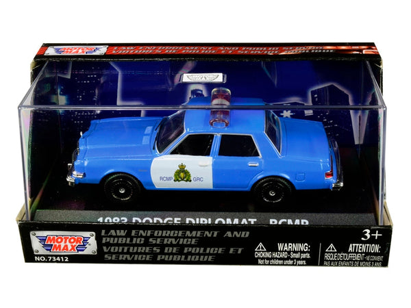 Motormax 1983 Dodge Diplomat RCMP light blue white police 1:43 73412-79472, product image 1
