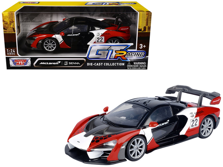 McLaren Senna #22 Black with Red and White Graphics "GT Racing" Series 1/24 Diecast Model Car by Motormax image 2