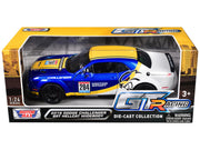 2018 Dodge Challenger SRT Hellcat Widebody #284 Blue Metallic and White with Yellow Graphics "GT Racing" Series 1/24 Diecast Model Car by Motormax image 3