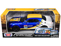 2018 Dodge Challenger SRT Hellcat Widebody #284 Blue Metallic and White with Yellow Graphics "GT Racing" Series 1/24 Diecast Model Car by Motormax image 3