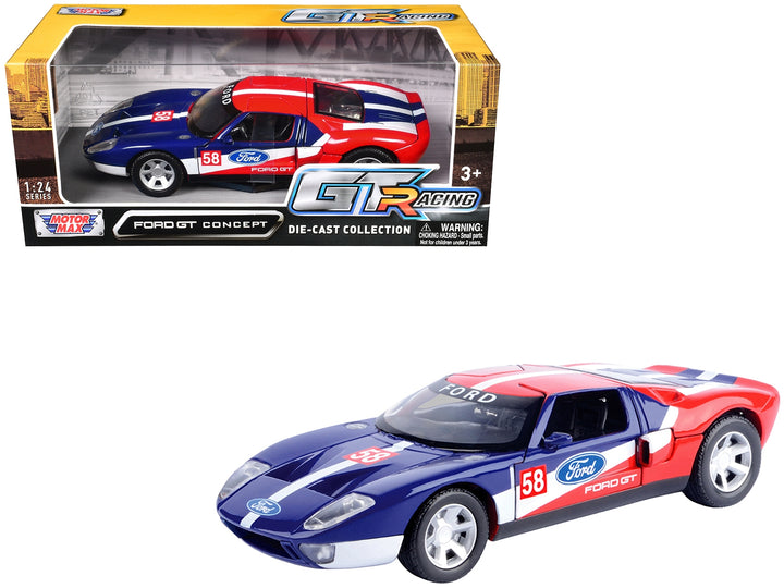Ford GT Concept #58 Blue and Red with White Stripes "GT Racing" Series 1/24 Diecast Model Car by Motormax image 2