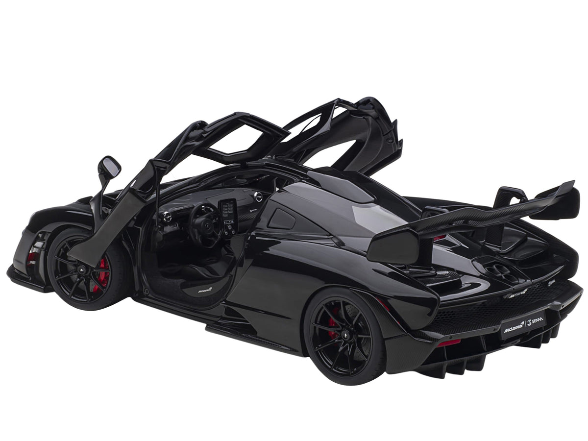 Mclaren Senna Stealth Cosmos Black with Carbon Accents 1/18 Model Car by Autoart image 2