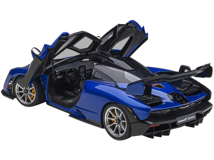 Mclaren Senna Trophy Kyanos Blue and Black with Carbon Accents 1/18 Model Car by Autoart image 2