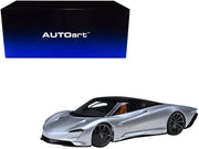 McLaren Speedtail Supernova Silver Metallic with Black Top and Suitcase Accessories 1/18 Model Car by Autoart image 4