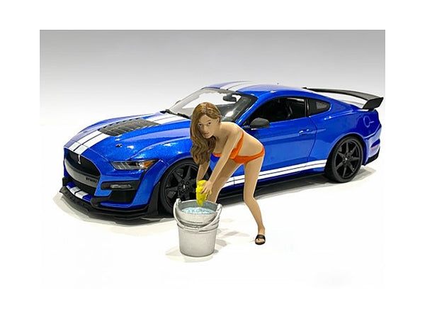 Cindy with a Bucket Bikini Car Wash Girl Figurine for 1/18 Scale Models by American Diorama