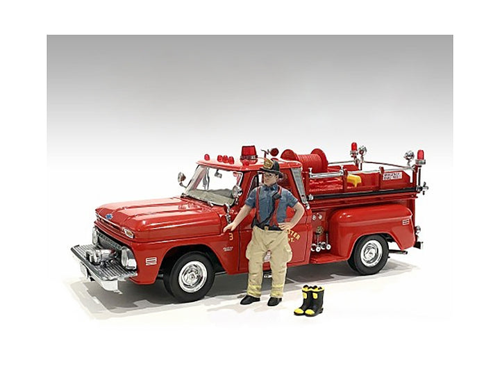"Firefighters" 6 piece Figure Set (4 Males 1 Dog 1 Accessory) for 1/18 Scale Models by American Diorama image 2