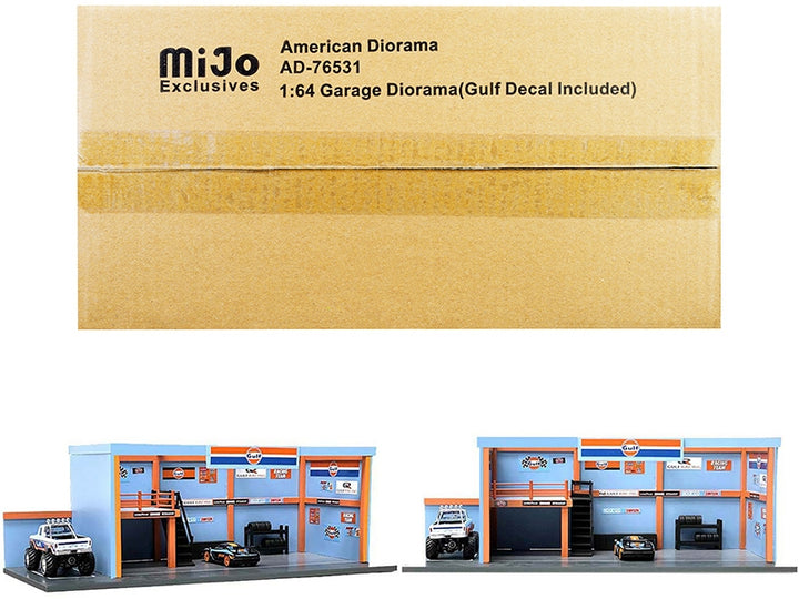 "Garage Diorama" Diorama with Decals for 1/64 Scale Models by American Diorama