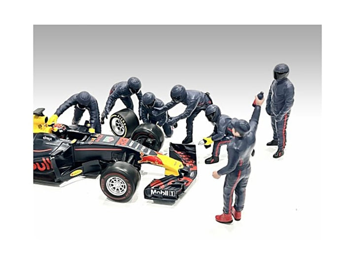 Formula One F1 Pit Crew 7 Figure Set Team Blue Release III for 1/18 Scale Models by American Diorama image 2