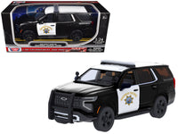 Motormax 2025 Chevrolet Tahoe California Highway Patrol police black white 1:24 76645, view 1