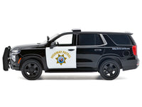 Motormax 2025 Chevrolet Tahoe California Highway Patrol police black white 1:24 76645, view 2