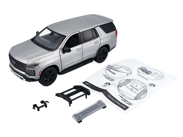 2025 Chevrolet Tahoe PPV Silver Metallic "Custom Builder's Kit - Law Enforcement and Public Service" Series 1/24 Diecast Model Car by Motormax image 2
