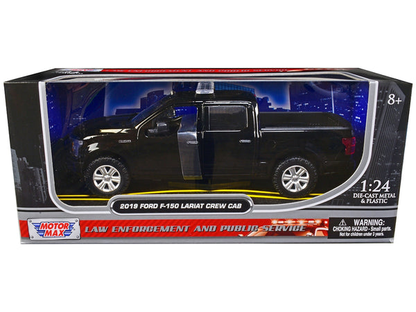 2019 Ford F-150 Lariat Crew Cab Pickup Truck Unmarked Plain Black "Law Enforcement and Public Service" Series 1/24 Diecast Model Car by Motormax