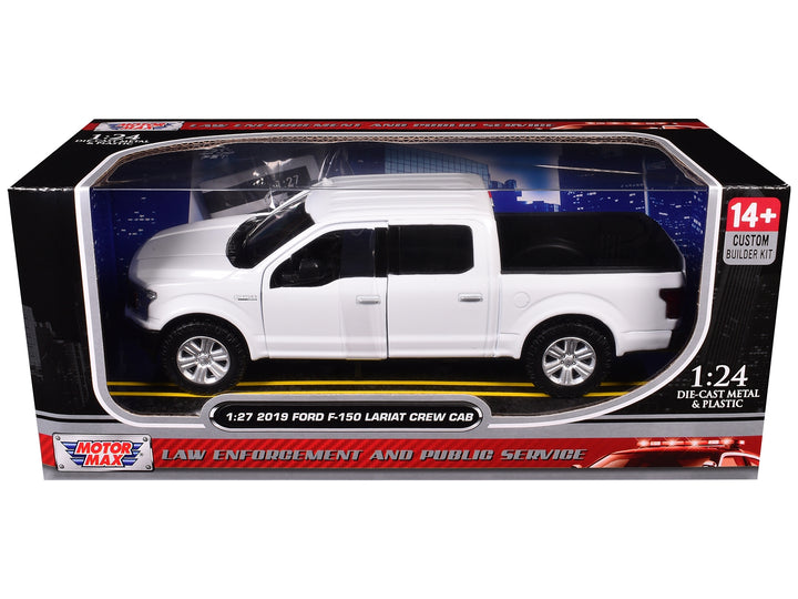 2019 Ford F-150 Lariat Crew Cab Pickup Truck Unmarked Plain White "Custom Builder's Kit - Law Enforcement and Public Service" Series 1/24-1/27 Diecast Model Car by Motormax