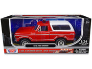 1978 Ford Bronco Fire Department Unmarked Red "Law Enforcement and Public Service" Series 1/24 Diecast Model Car by Motormax
