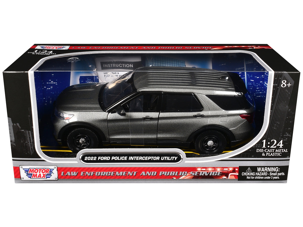 2022 Ford Police Interceptor Utility Unmarked Gray Metallic "Builder's Kit" "Law Enforcement and Public Service" Series 1/24 Diecast Model Car by Motormax