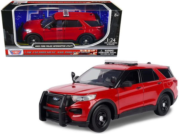 Motormax 2022 Ford Police Interceptor Utility unmarked red 1:24 76988R, product image 1
