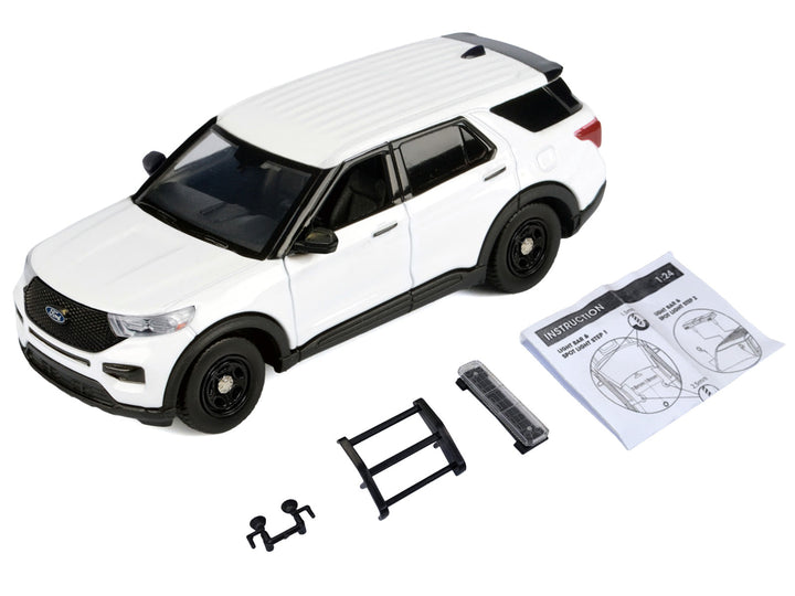 2022 Ford Police Interceptor Utility Unmarked White "Builder's Kit" "Law Enforcement and Public Service" Series 1/24 Diecast Model Car by Motormax image 2