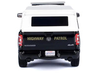 2019 RAM 1500 Laramine Crew Cab Pickup Truck "California Highway Patrol" Black and White with Truck Bed Camper "Law Enforcement and Public Service" Series 1/24-1/27 Diecast Model Car by Motormax