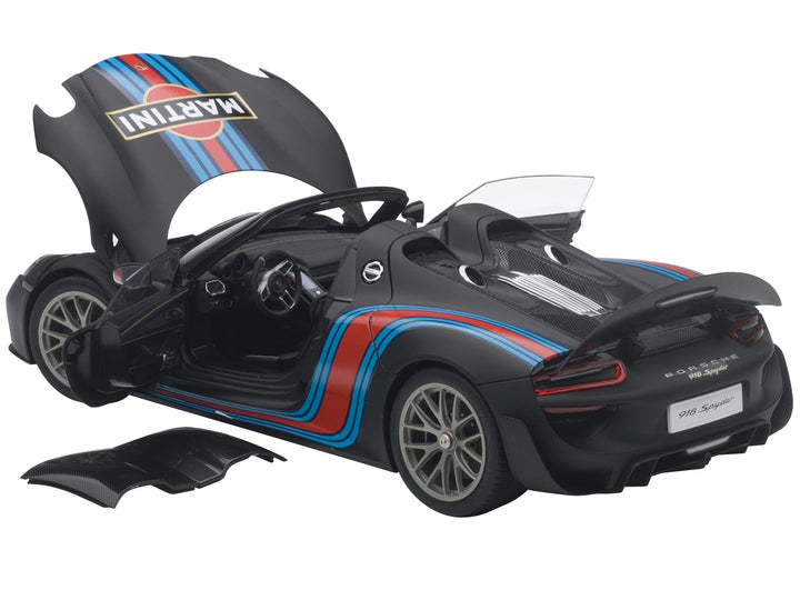 Porsche 918 Spyder Weissach Package Black/ Martini Livery #15 1/18 Model Car by Autoart image 2