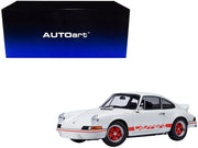Porsche 911 Carrera 2.7 RS Grand Prix White with Red Stripes and Wheels 1/18 Model Car by Autoart image 3