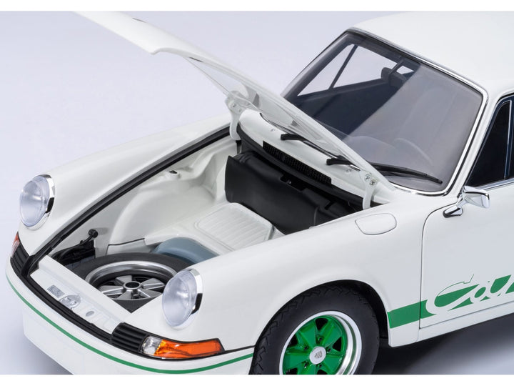 Porsche 911 Carrera 2.7 RS Grand Prix White with Green Stripes and Wheels 1/18 Model Car by Autoart image 2