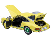 Porsche 911 Carrera 2.7 RS Light Yellow with Green Stripes and Wheels 1/18 Model Car by Autoart