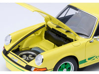 Porsche 911 Carrera 2.7 RS Light Yellow with Green Stripes and Wheels 1/18 Model Car by Autoart image 2