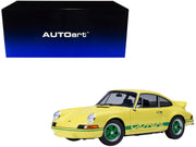 Porsche 911 Carrera 2.7 RS Light Yellow with Green Stripes and Wheels 1/18 Model Car by Autoart image 5