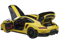 Porsche 911 (991.2) GT2 RS Weissach Package Racing Yellow with Carbon Stripes 1/18 Model Car by Autoart image 4