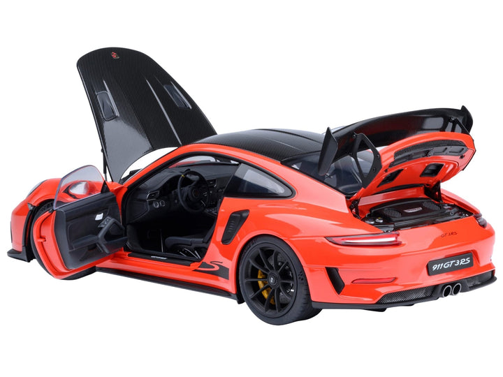 Porsche 911 (991.2) GT3 RS Weissach Lava Orange with Carbon Hood and Top 1/18 Model Car by Autoart image 2