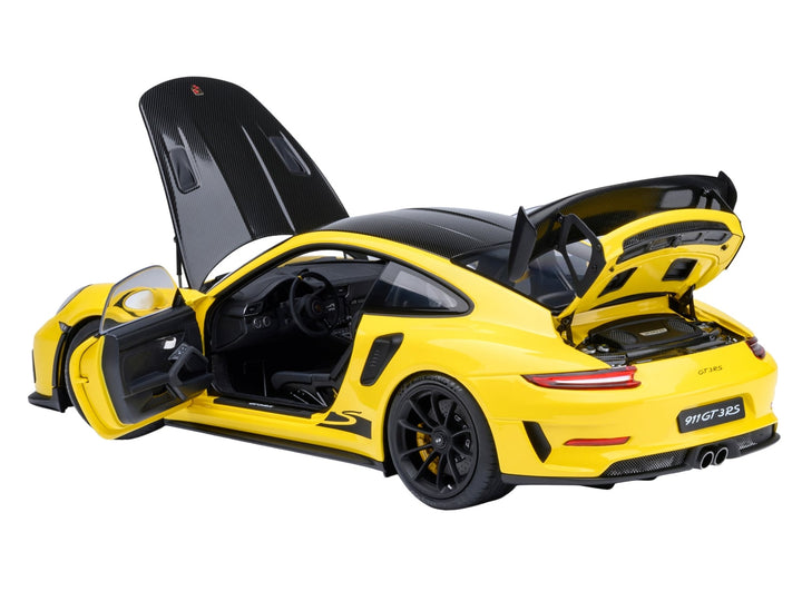 Porsche 911 (991.2) GT3 RS Weissach Racing Yellow with Carbon Hood and Top 1/18 Model Car by Autoart image 2