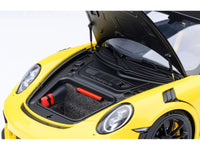 Porsche 911 (991.2) GT3 RS Weissach Racing Yellow with Carbon Hood and Top 1/18 Model Car by Autoart image 3