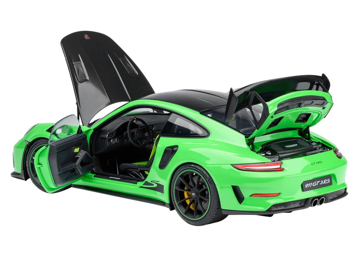 Porsche 911 (991.2) GT3 RS Weissach Lizard Green with Carbon Hood and Top 1/18 Model Car by Autoart image 2