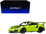 Porsche 911 (991.2) GT2 RS Weissach Package Acid Green with Carbon Stripes 1/18 Model Car by Autoart image 2