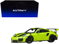 Porsche 911 (991.2) GT2 RS Weissach Package Acid Green with Carbon Stripes 1/18 Model Car by Autoart image 2