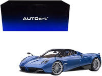 Pagani Huayra Roadster Blue Tricolore Carbon Fiber with Black Top with Luggage Set 1/18 Model Car by Autoart image 2