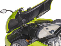 Pagani Huayra Roadster Verde Firenze Green Metallic and Carbon with Luggage Set 1/18 Model Car by Autoart image 3