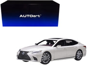 Lexus LS500h Sonic White Metallic with Crimson and Black Interior 1/18 Model Car by Autoart image 2