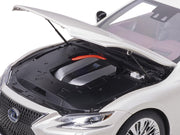 Lexus LS500h Sonic White Metallic with Crimson and Black Interior 1/18 Model Car by Autoart image 3