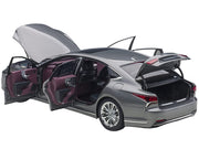 Lexus LS500h Manganese Luster Gray Metallic with Crimson and Black Interior 1/18 Model Car by Autoart