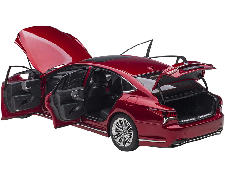 Lexus LS500h Morello Red Metallic with Chrome Wheels 1/18 Model Car by Autoart image 2