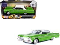 1964 Chevrolet Impala Lowrider Hard Top Green with White Top "Get Low" Series 1/24 Diecast Model Car by Motormax