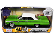 1964 Chevrolet Impala Lowrider Hard Top Green with White Top "Get Low" Series 1/24 Diecast Model Car by Motormax image 3