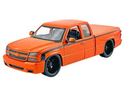 2006 Chevrolet Silverado Custom Pickup Truck Orange Metallic with Black Stripes "Die-Cast Collection" Series 1/25 Diecast Model Car by Motormax image 2