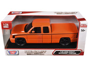 2006 Chevrolet Silverado Custom Pickup Truck Orange Metallic with Black Stripes "Die-Cast Collection" Series 1/25 Diecast Model Car by Motormax image 3