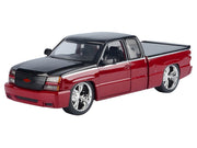 2006 Chevrolet Silverado Custom Pickup Truck Red Metallic and Black with Silver Stripes "Die-Cast Collection" Series 1/25 Diecast Model Car by Motormax image 2
