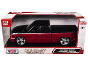 2006 Chevrolet Silverado Custom Pickup Truck Red Metallic and Black with Silver Stripes "Die-Cast Collection" Series 1/25 Diecast Model Car by Motormax image 3