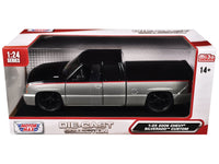 2006 Chevrolet Silverado Custom Pickup Truck Silver Metallic and Black with Red Stripes "Die-Cast Collection" Series 1/25 Diecast Model Car by Motormax image 3